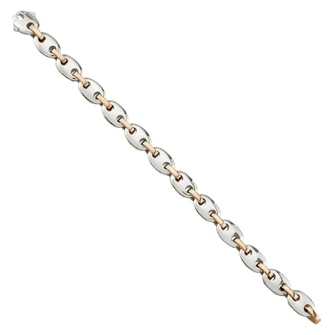 Puff Link Diamond Bracelet in Two Tone 14k Gold 9.5mm 10 Ctw