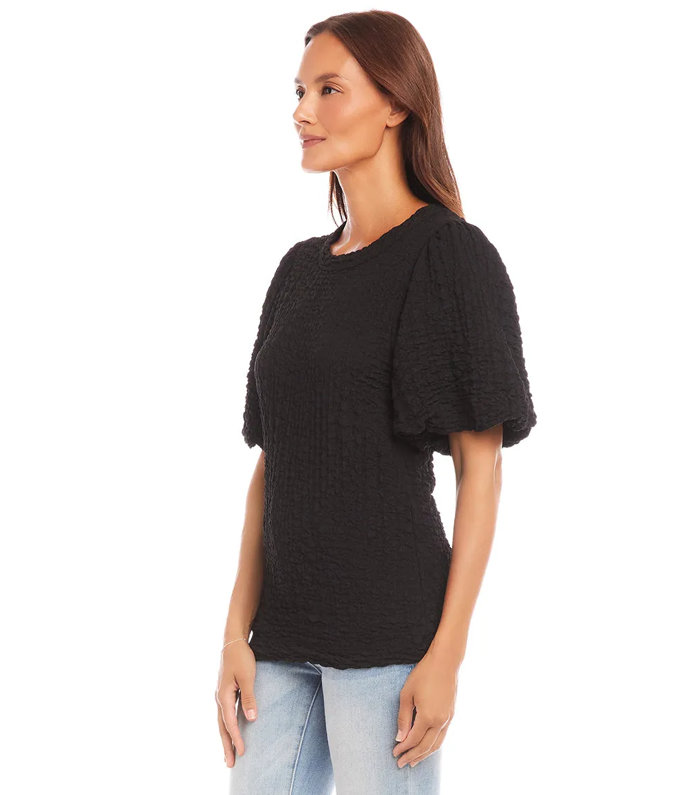 Puff Sleeve Textured Top