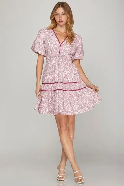 Puff Sleeve Tiered Dress