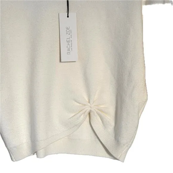 Rachel Zoe Light Pullover Ivory Sweater Crew Neck Long Sleeve Twist Detail Sz L