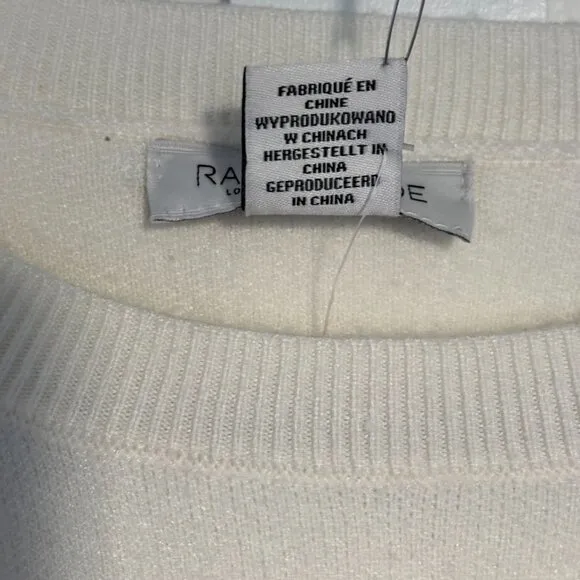 Rachel Zoe Light Pullover Ivory Sweater Crew Neck Long Sleeve Twist Detail Sz L