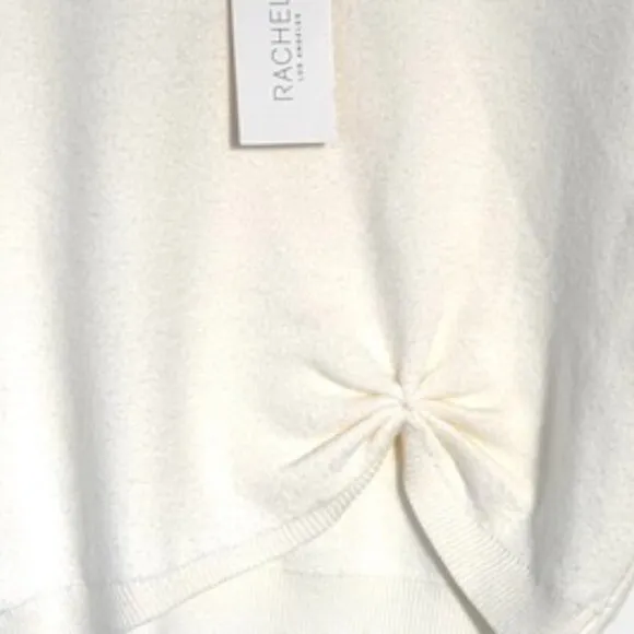 Rachel Zoe Light Pullover Ivory Sweater Crew Neck Long Sleeve Twist Detail Sz L