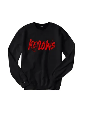 Red Keylows painted on Black Sweatshirt