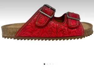Red Tooled Slip-on Shoe