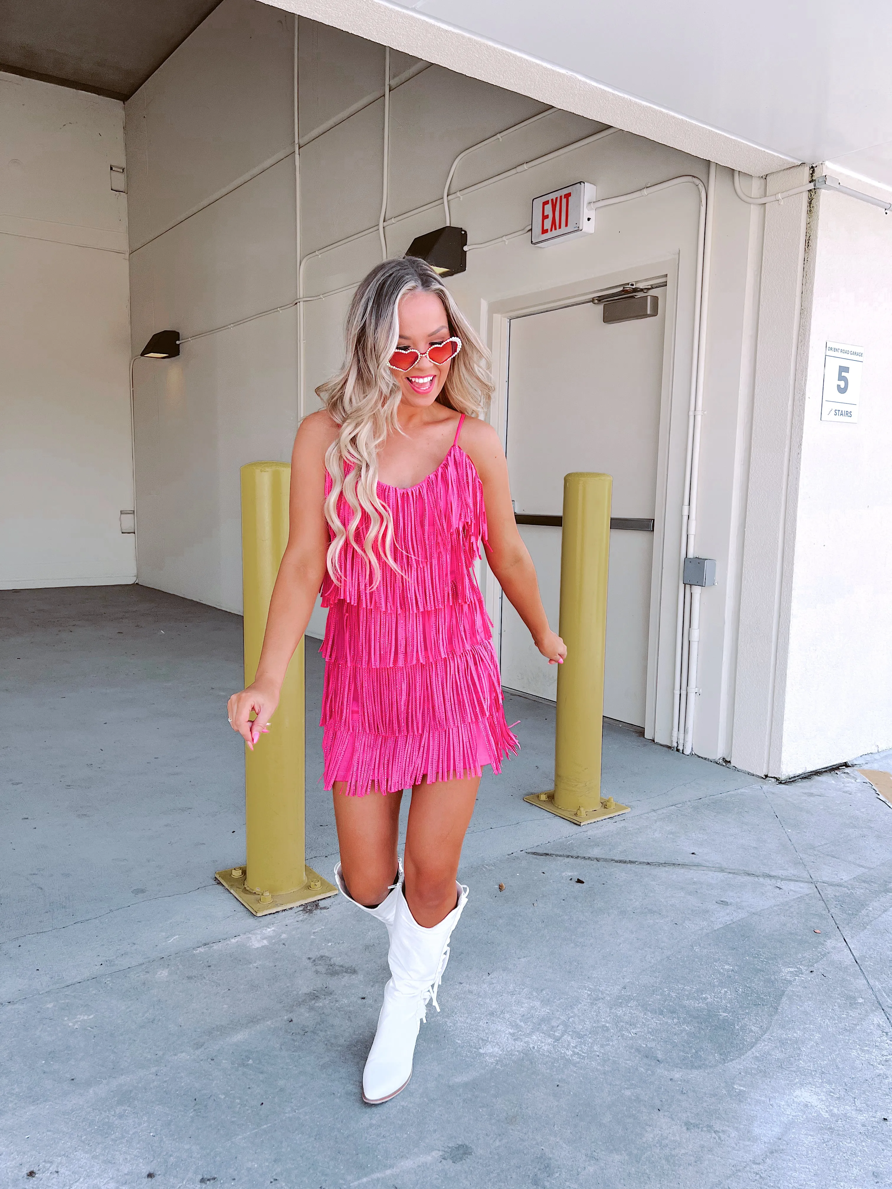 Rhinestone Diva Fringe Dress - Pink