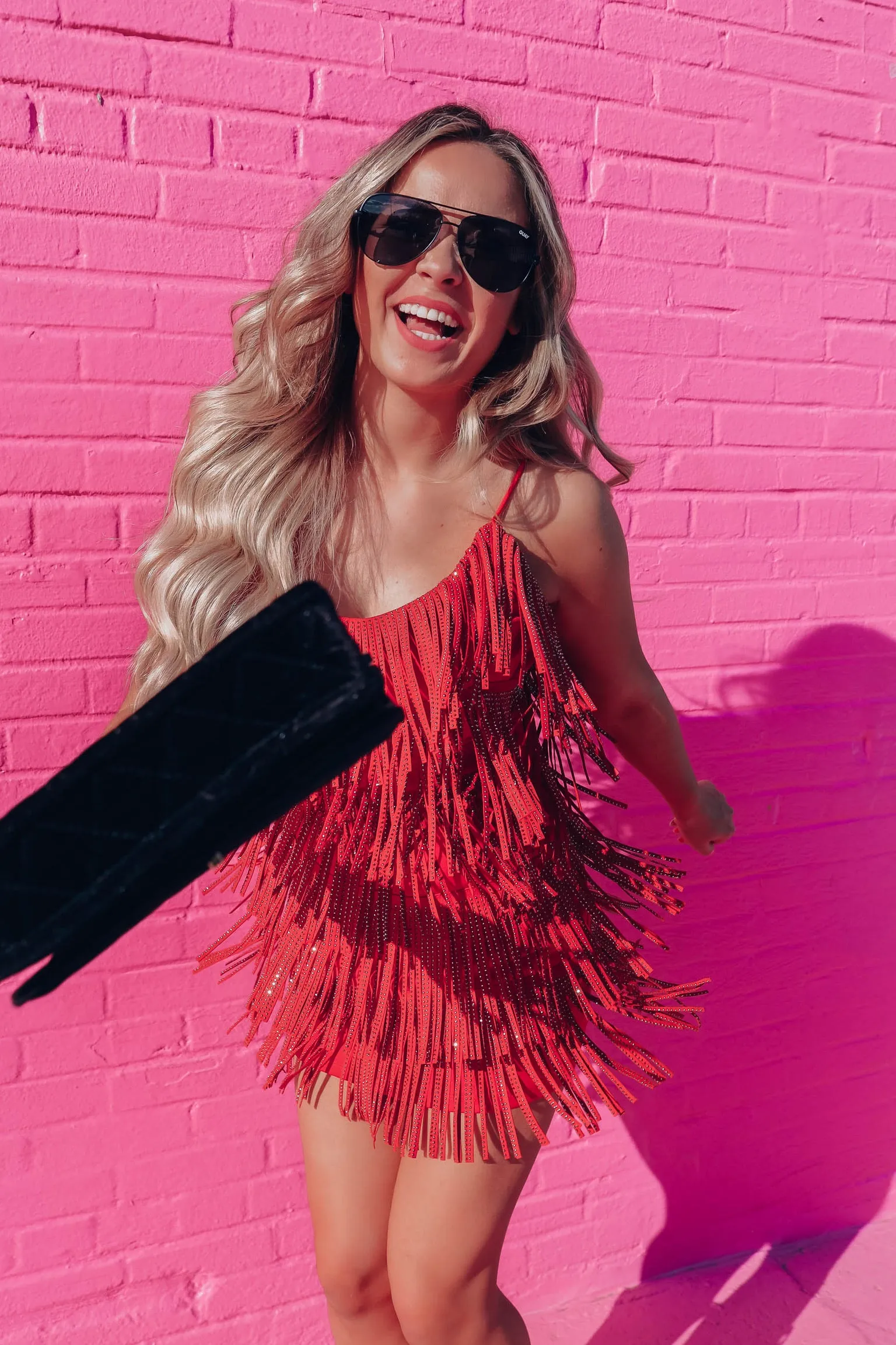 Rhinestone Diva Fringe Dress - Red