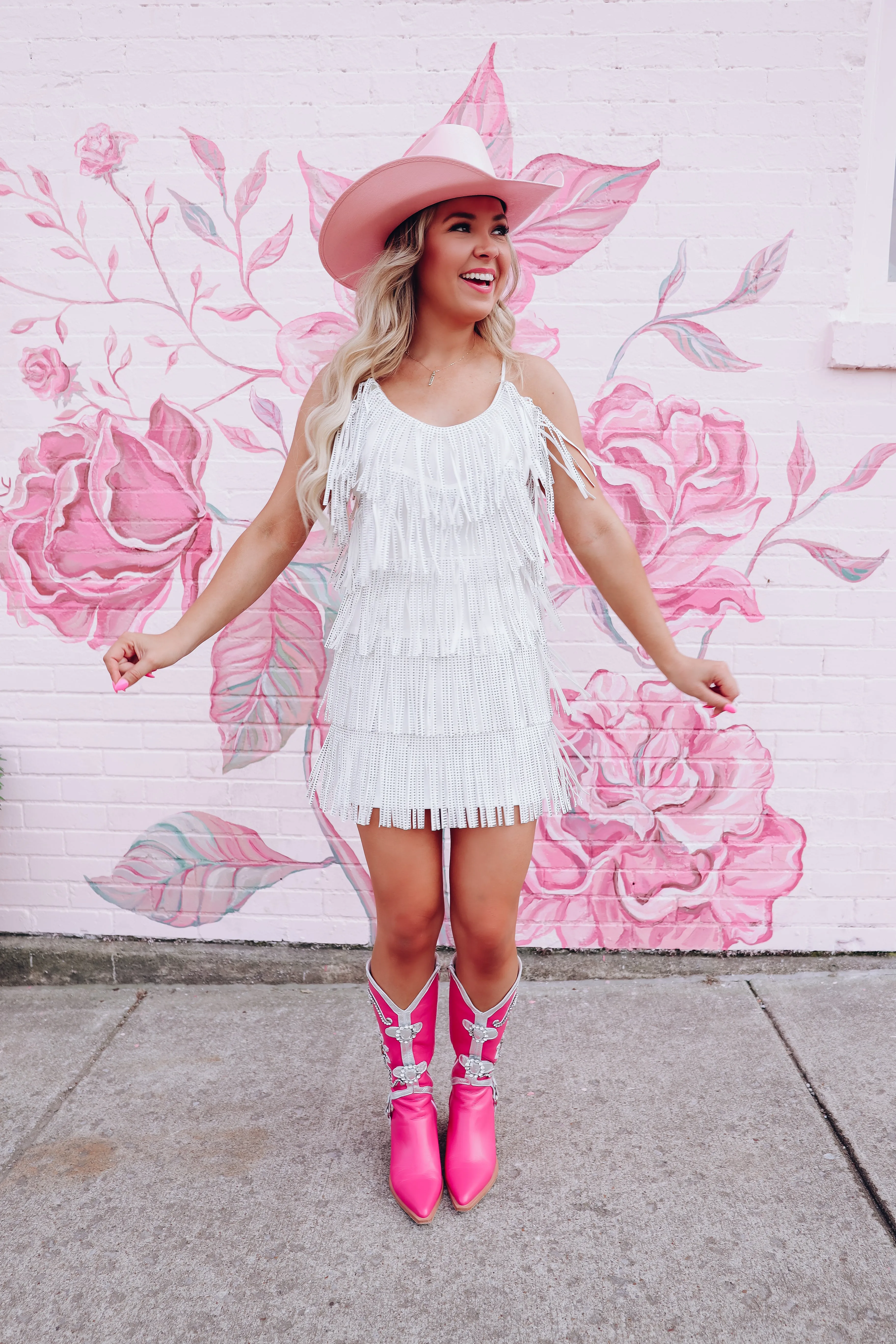 Rhinestone Diva Fringe Dress - White