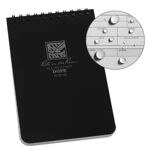Rite in the Rain Top Spiral 4 x 6 Data On Previous Engagement Polydura Logbook Black