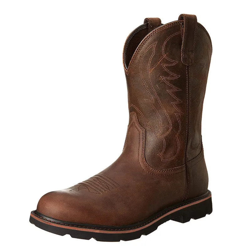 Round Toe Embroider Cowboy Western Men Boots