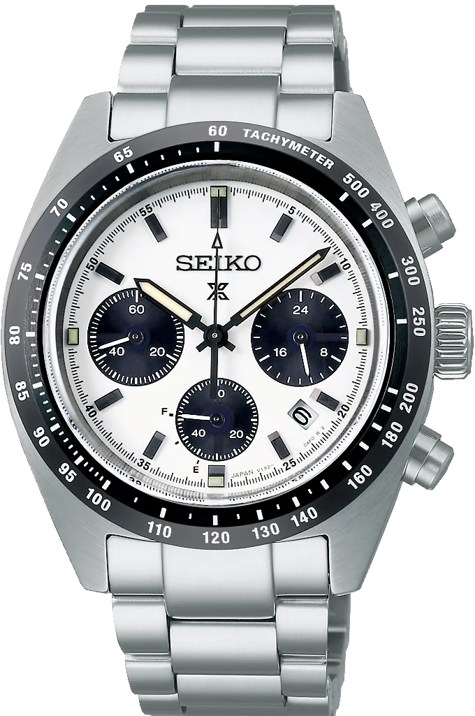 Seiko Prospex Speedtimer Solar Chronograph White Dial /Black Sub-Dial SBDL085