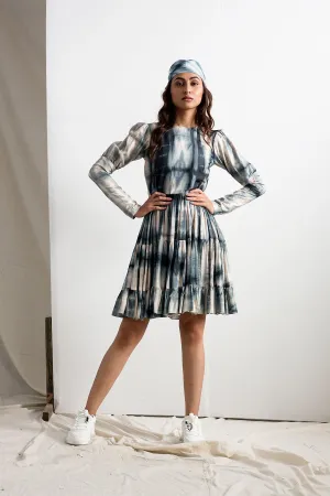 Serena - Blue Tie & Dye Dress