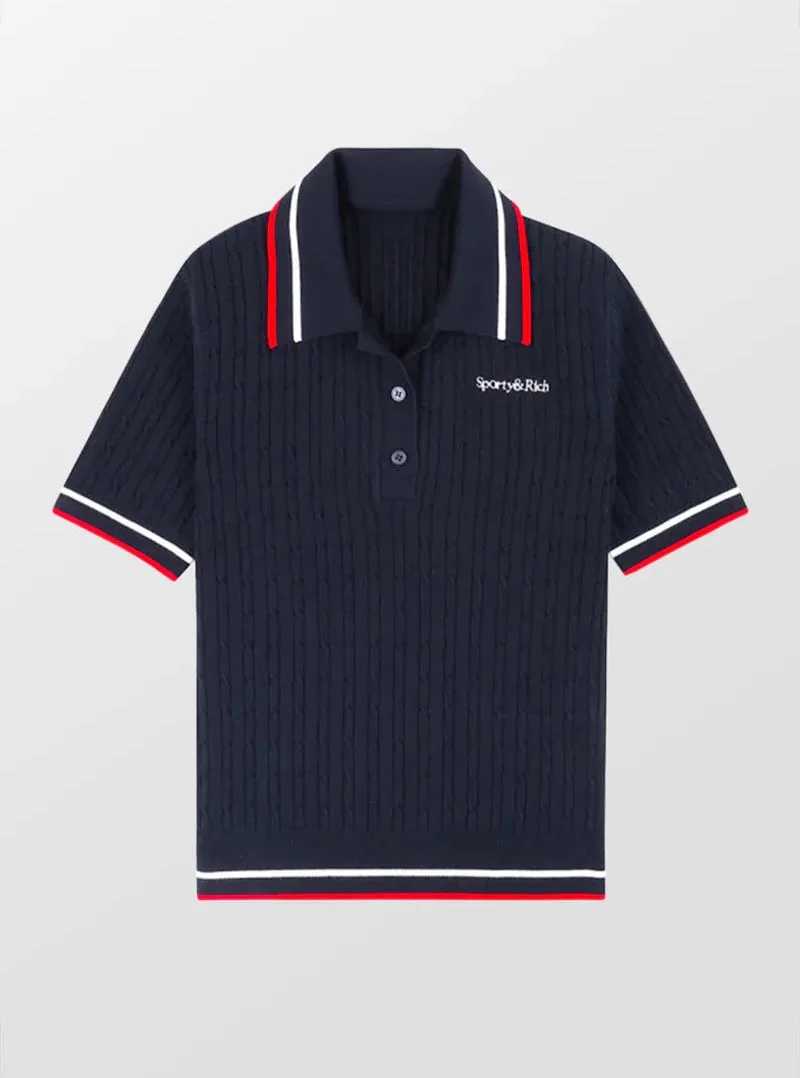 Serif Logo Mila Polo Short Sleeves - Navy