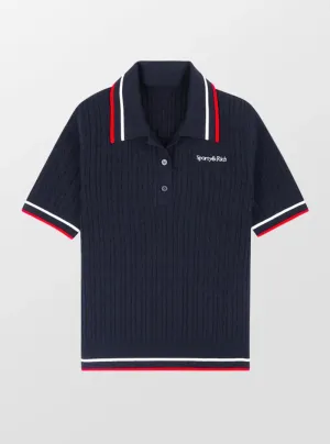 Serif Logo Mila Polo Short Sleeves - Navy