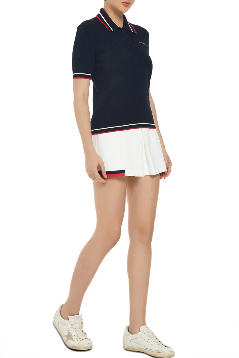 Serif Logo Mila Polo Short Sleeves - Navy