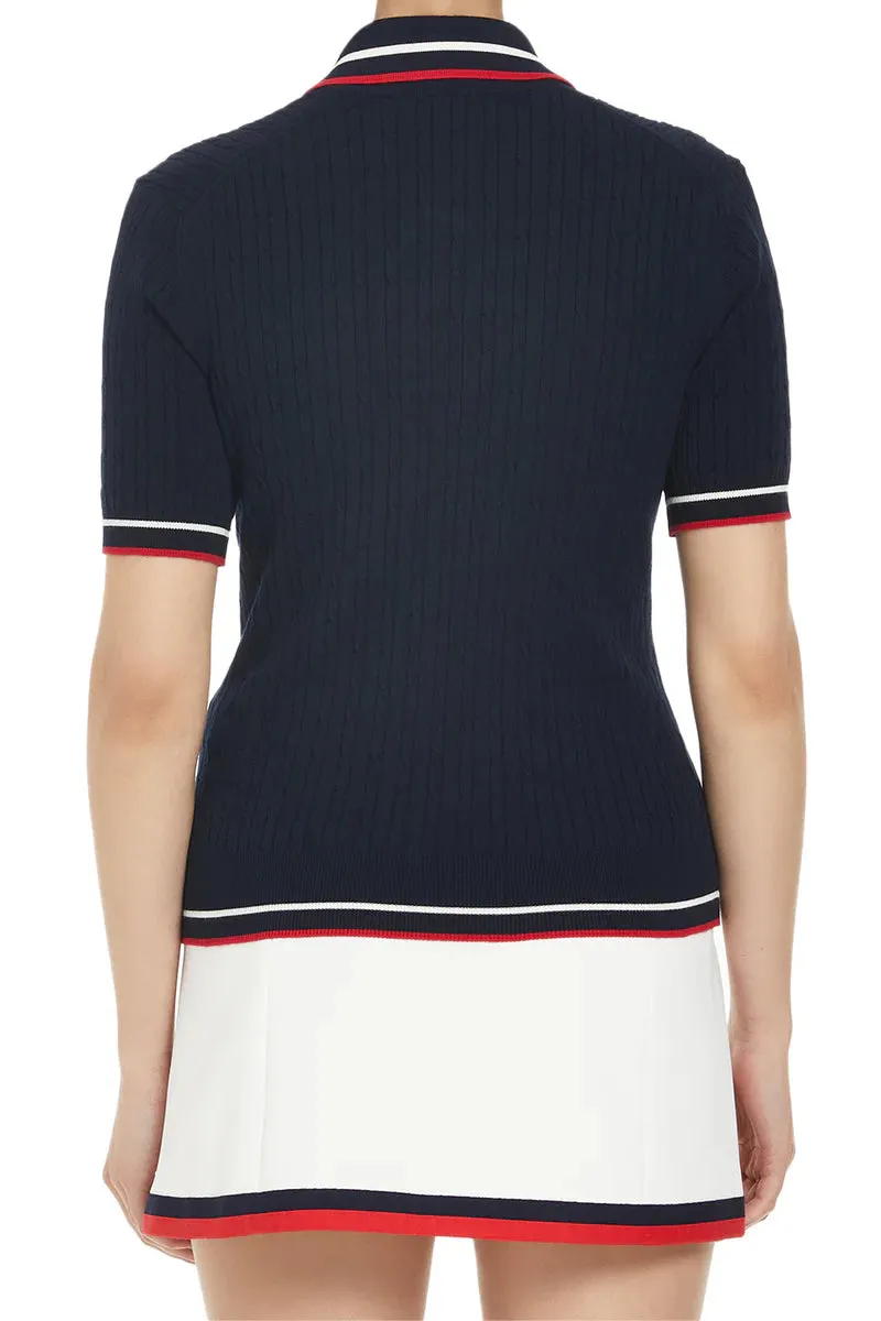 Serif Logo Mila Polo Short Sleeves - Navy