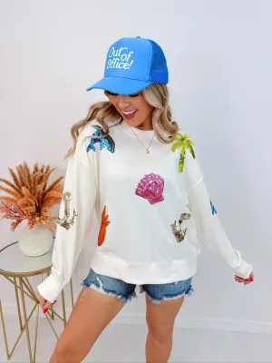 Shoreline Shimmer Sequin Patch Sweatshirt