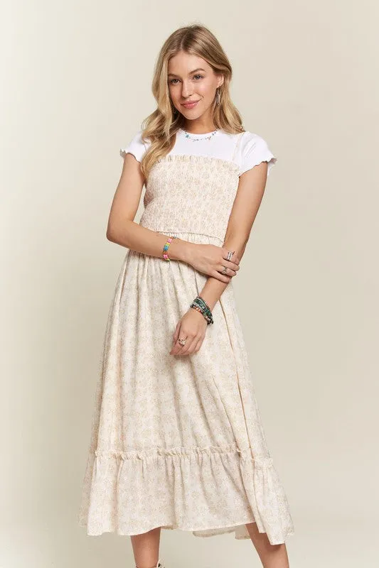 Smocked Floral Ruffled Hem Cami Dress