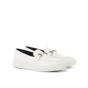 Sneaker Mocassin à Mors en cuir balnc