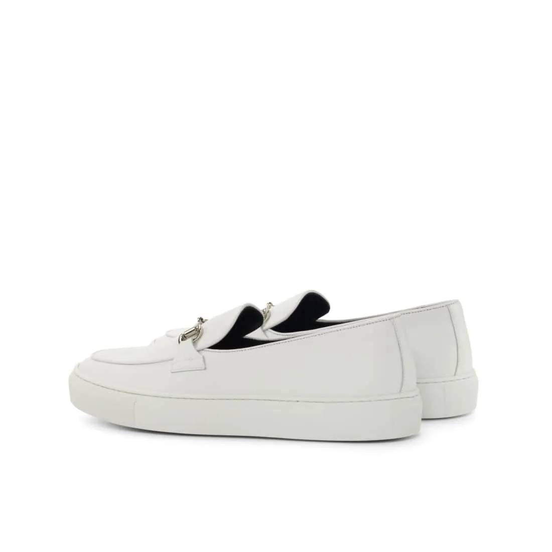 Sneaker Mocassin à Mors en cuir balnc