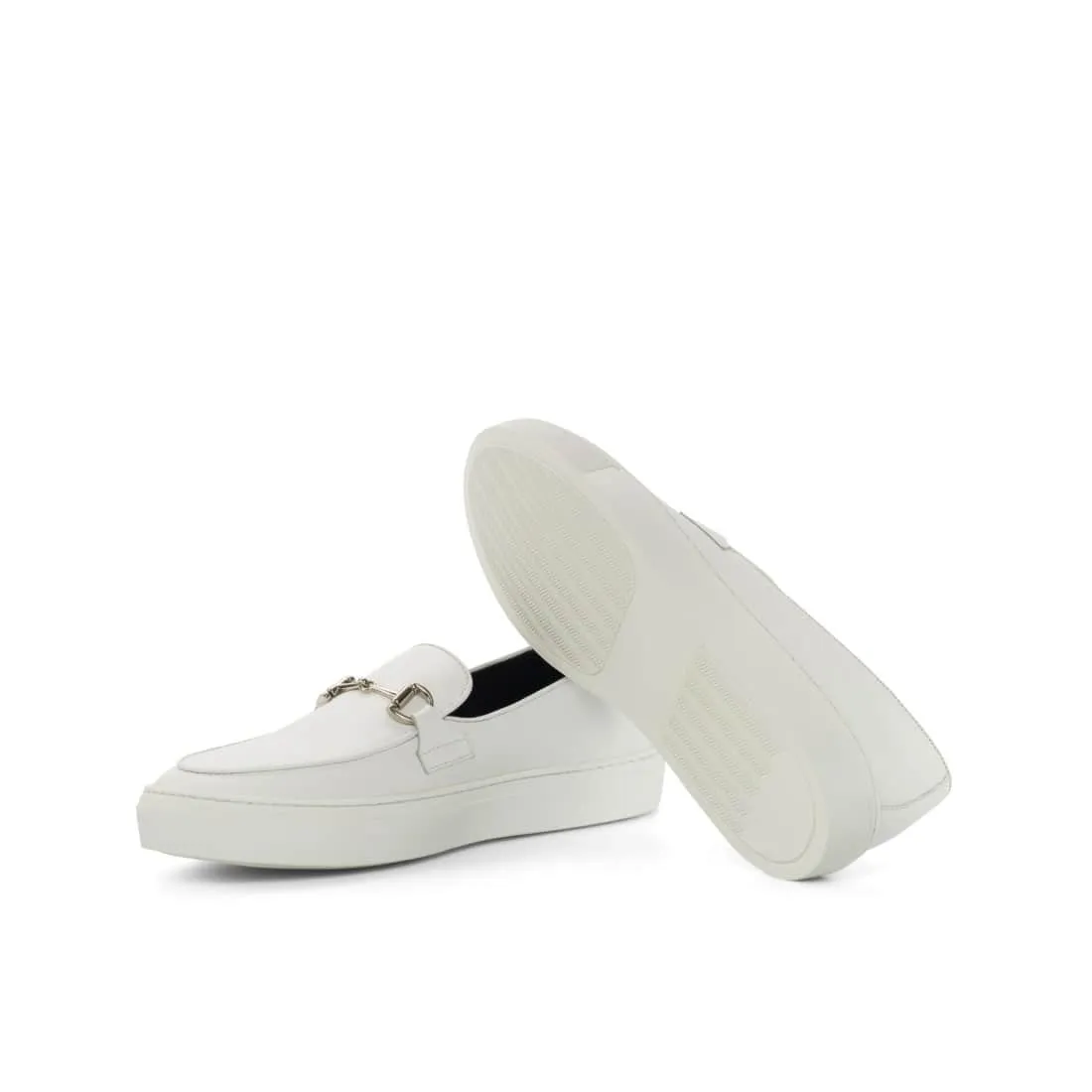 Sneaker Mocassin à Mors en cuir balnc