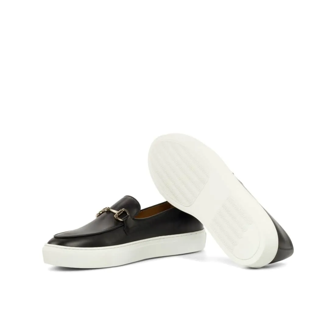 Sneaker Mocassin à Mors en cuir noir