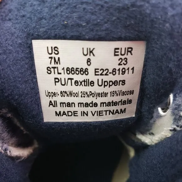 Sperry Top Sider Saltwater Toddler Sz 7 Blue Plaid Wool Waterproof Duck Boots