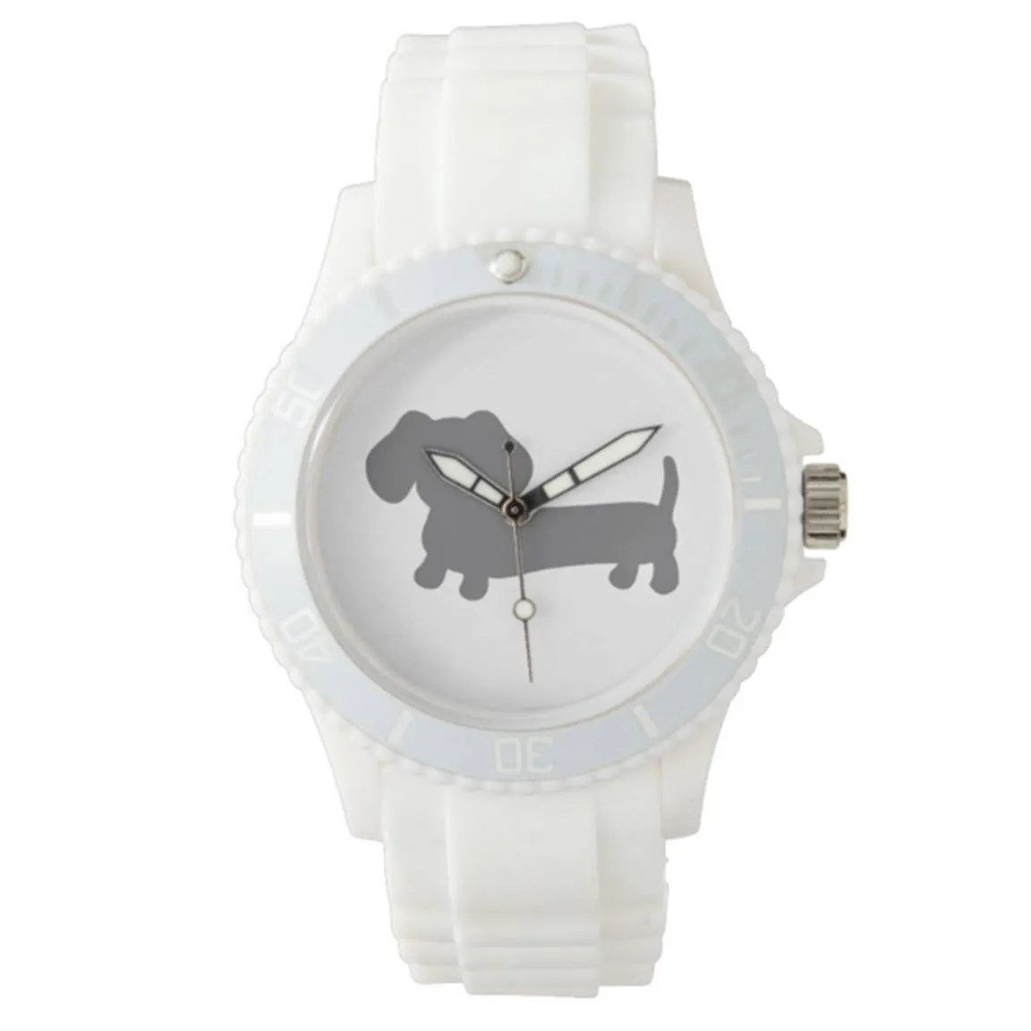 Sporty White Dachshund Silicone Band Watch