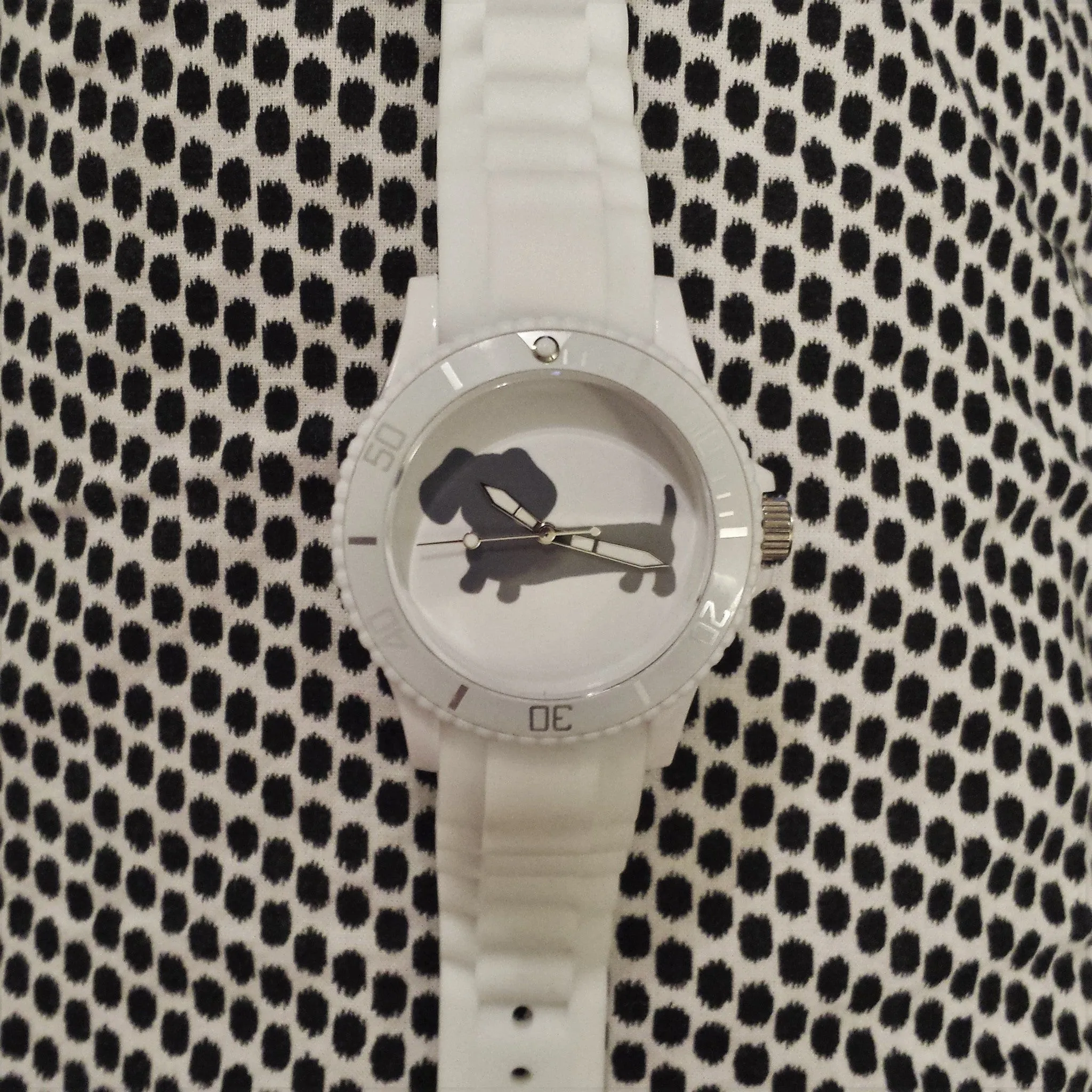 Sporty White Dachshund Silicone Band Watch