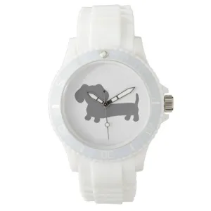 Sporty White Dachshund Silicone Band Watch