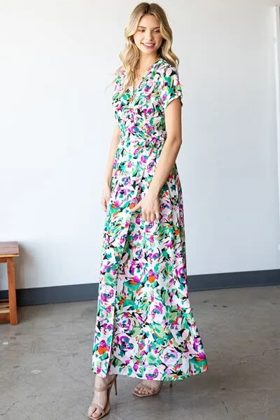 Spring Love Tie Waist Short Sleeve Dress