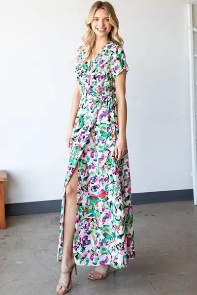 Spring Love Tie Waist Short Sleeve Dress