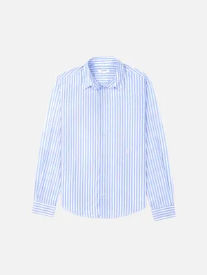 SRC Embroidered Button Down Shirt - White/Sky Blue
