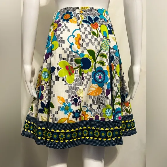 STAR G DESIGNS SZ M RETRO FLORAL PRINT PLEATED SKIRT VINTAGE INSPO BOHO CHIC