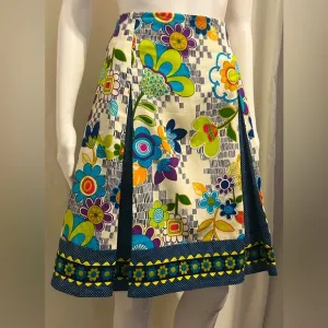 STAR G DESIGNS SZ M RETRO FLORAL PRINT PLEATED SKIRT VINTAGE INSPO BOHO CHIC