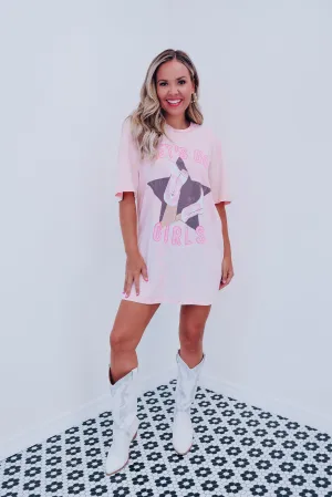 Star "Let's Go Girls" Mineral Wash Graphic Tee - Pink