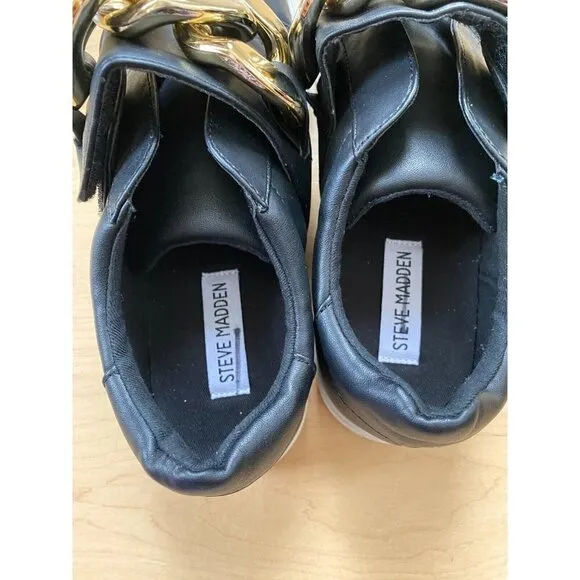 STEVE Madden &quot;horton&quot; black sneaker women sz 7 chain