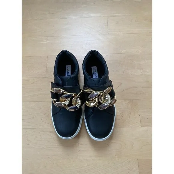 STEVE Madden &quot;horton&quot; black sneaker women sz 7 chain