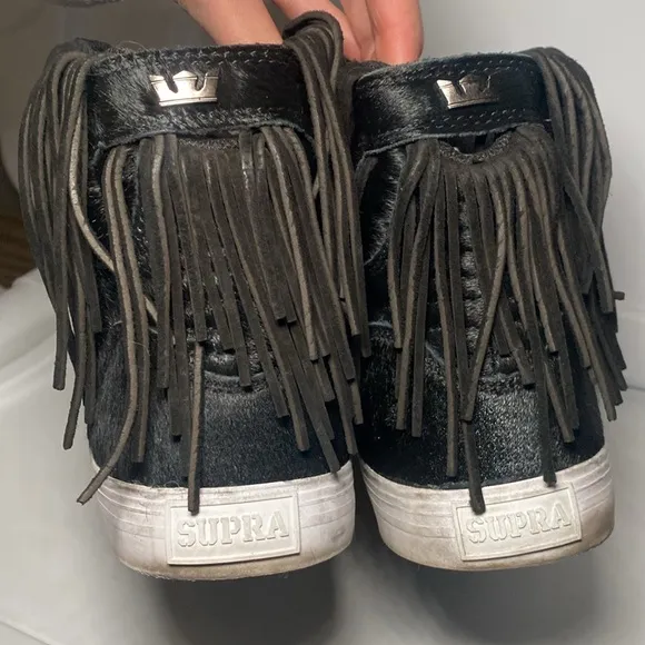 Supra RARE SkyTop Black Fringe Pony Hair Sneakers