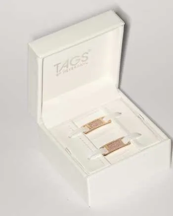 TAGS Sneaker Jewelry: Rose Gold Plated Silver with Pink Cubic Zirconia Design