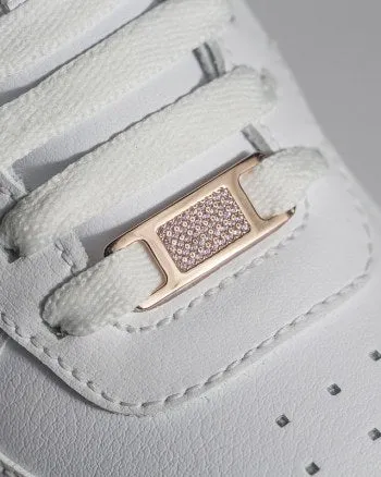 TAGS Sneaker Jewelry: Rose Gold Plated Silver with Pink Cubic Zirconia Design