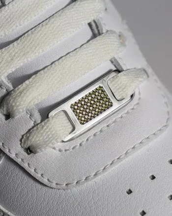 TAGS Sneaker Jewelry: Silver with Olive Cubic Zirconia Design