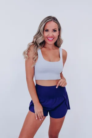 Tiane Ribbed Cropped Tank - Grey
