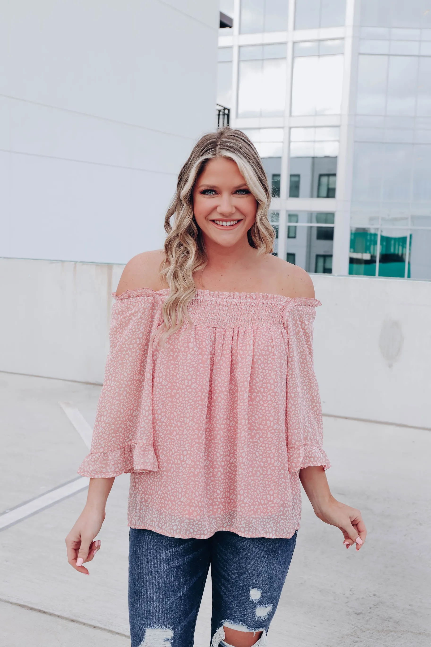 Tilly Smocked Neck Top - Blush