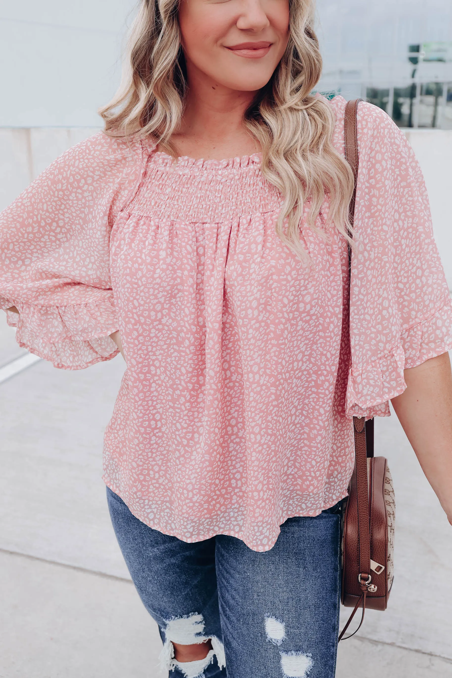 Tilly Smocked Neck Top - Blush