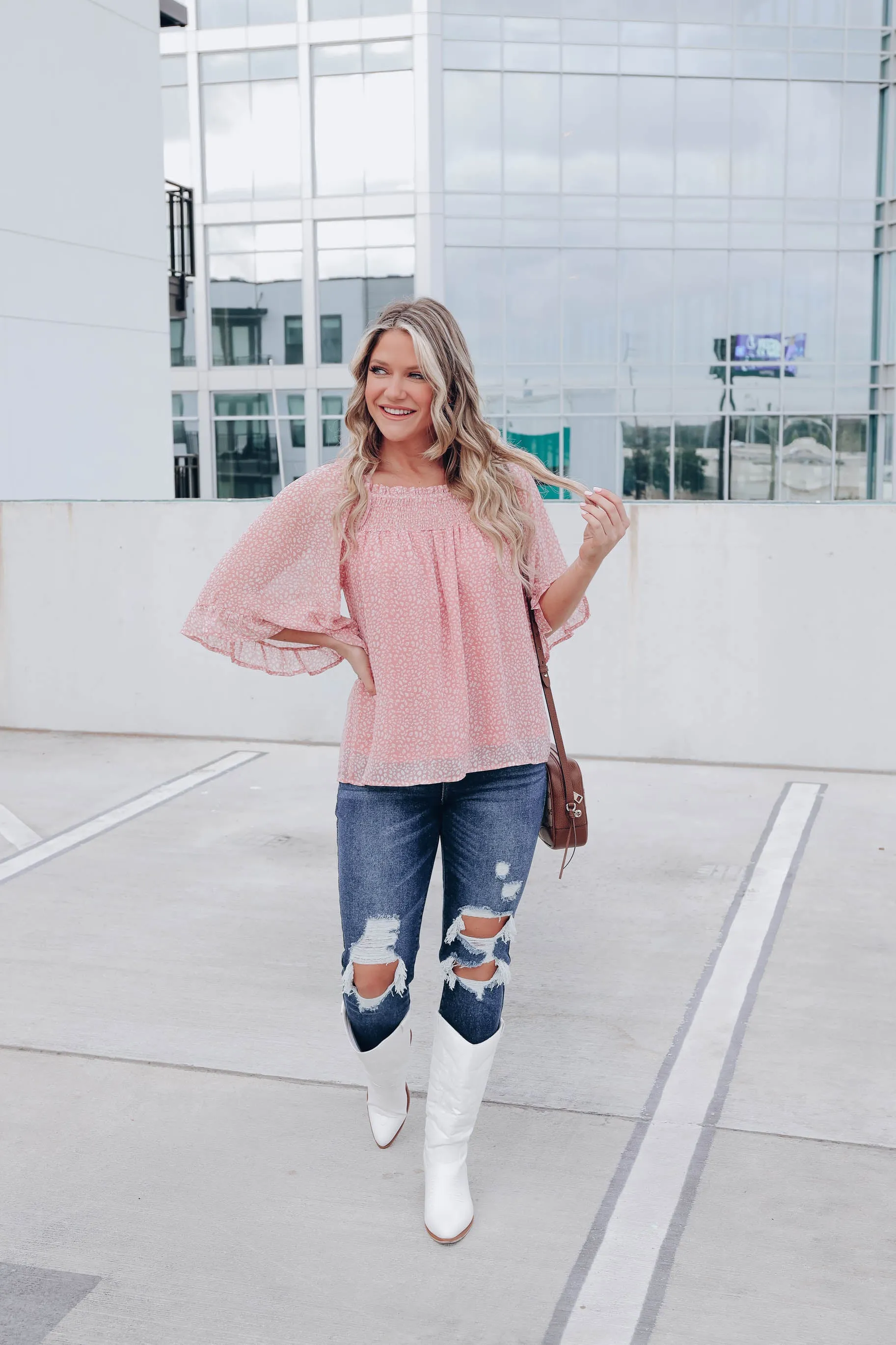 Tilly Smocked Neck Top - Blush