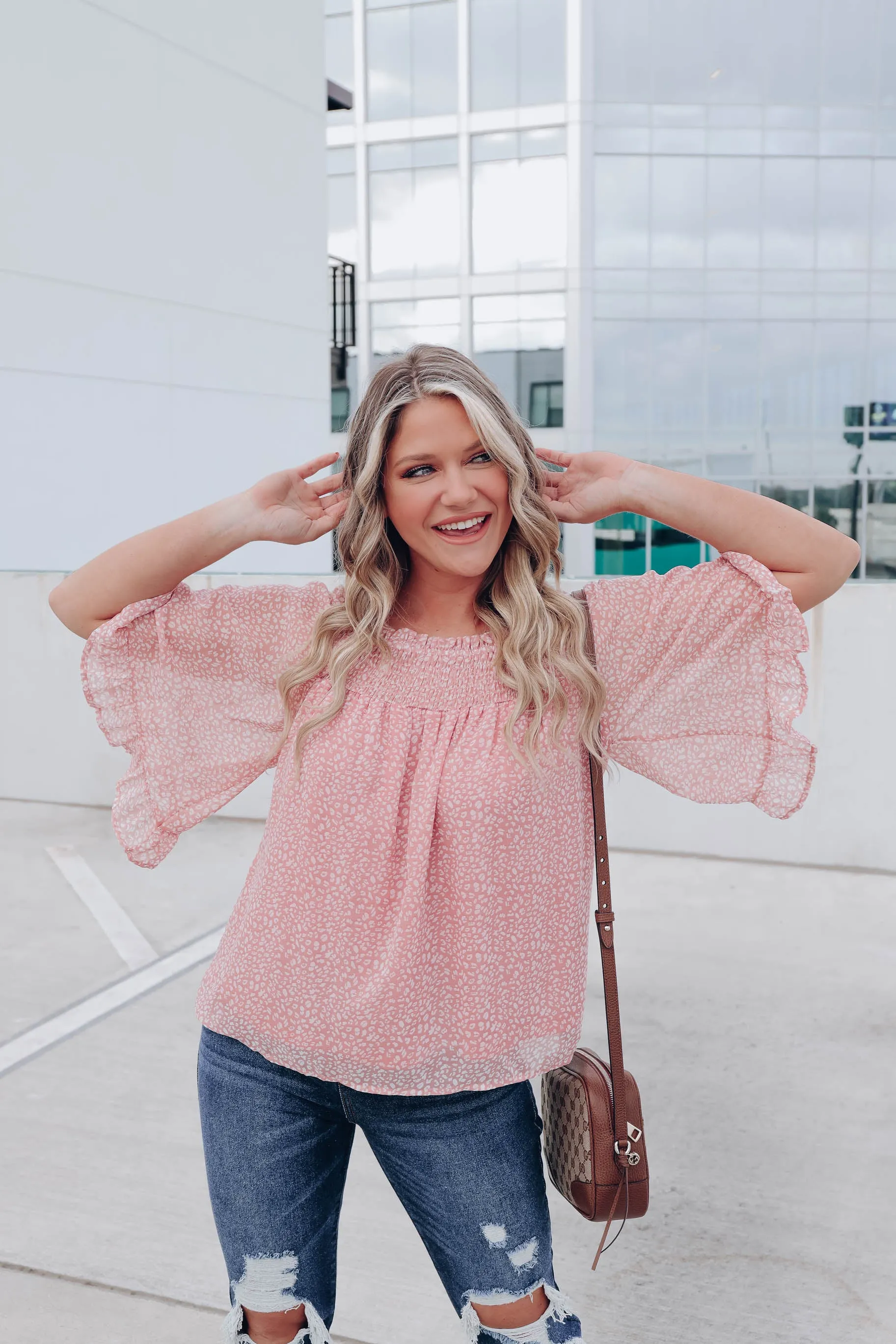 Tilly Smocked Neck Top - Blush