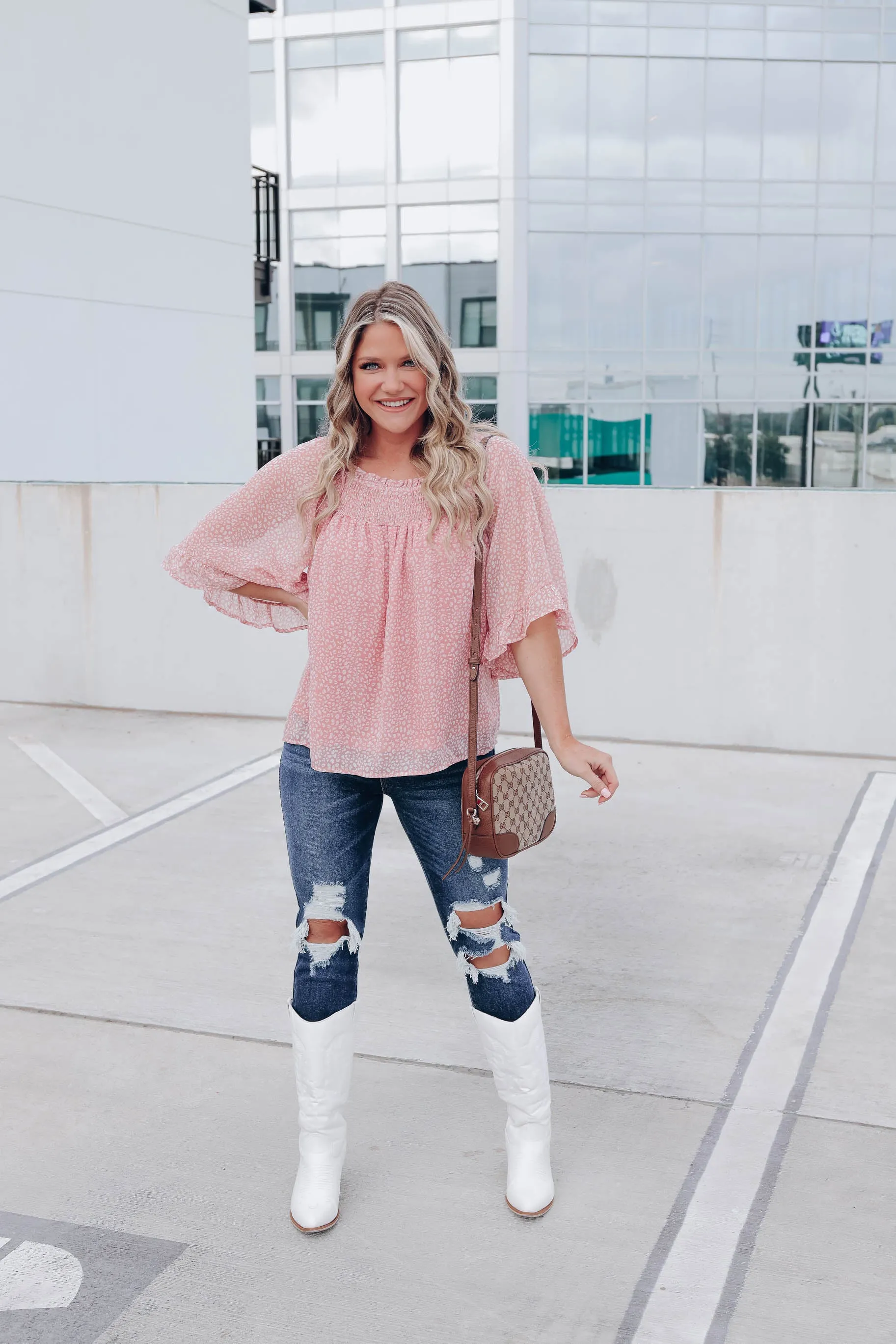 Tilly Smocked Neck Top - Blush