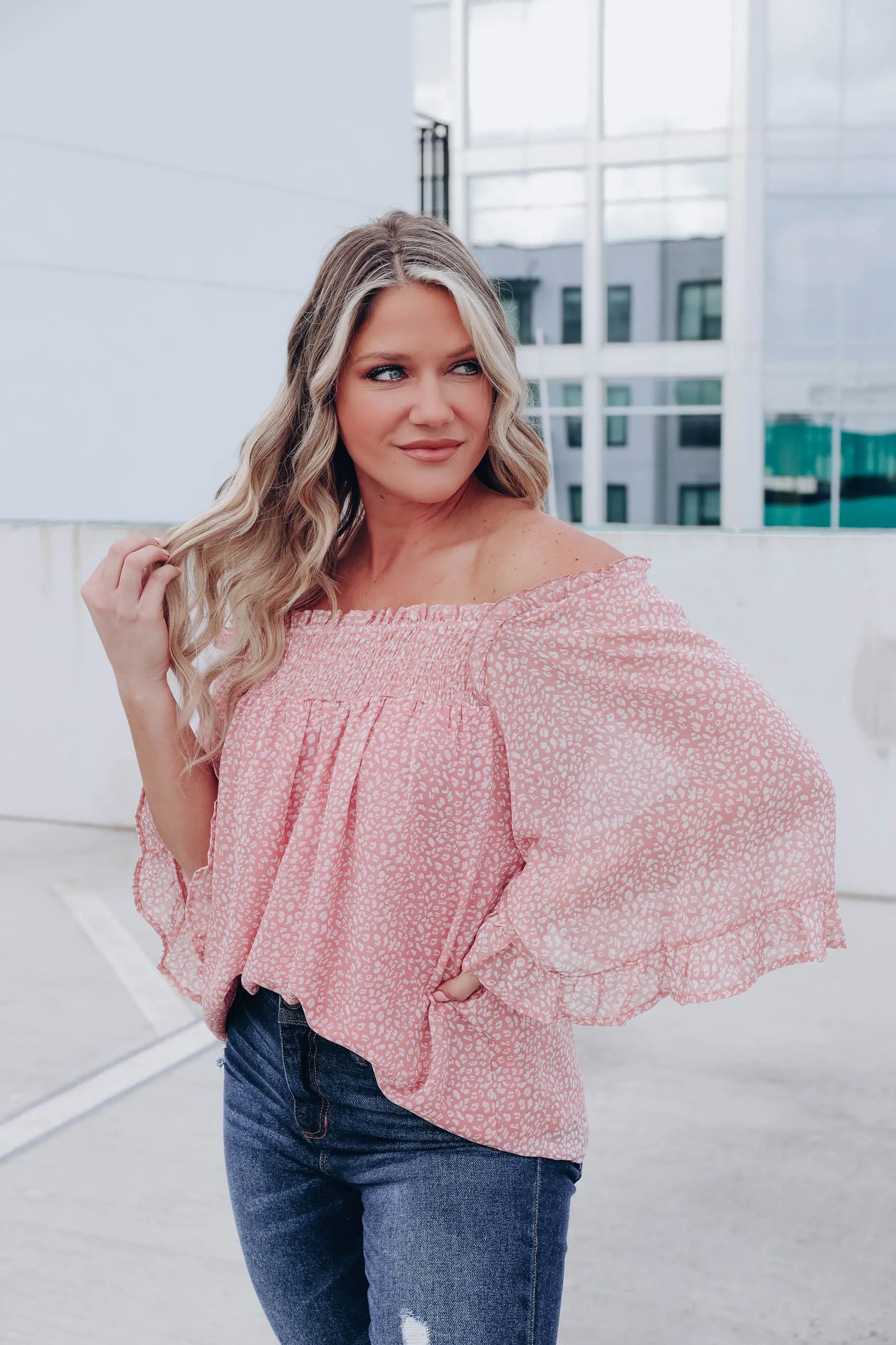 Tilly Smocked Neck Top - Blush