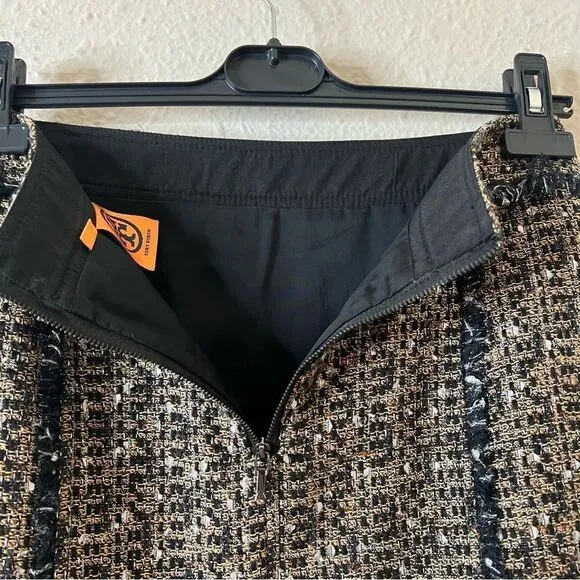 Tory Burch Tweed Mini Pencil Skirt Size 6 in Brown / Tan Wool Blend