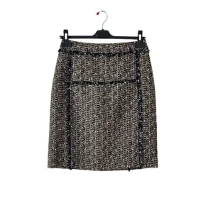 Tory Burch Tweed Mini Pencil Skirt Size 6 in Brown / Tan Wool Blend